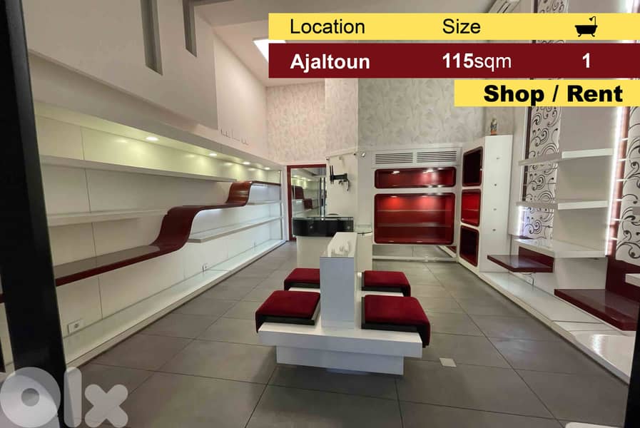 Ajaltoun 60m2 Shop | 55m2 mezzanine | Ultra Upgraded | Prime | Rent | 0