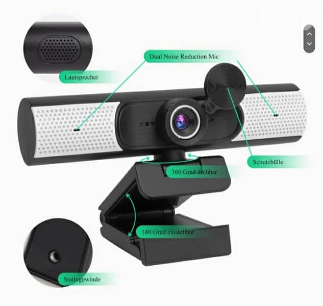 AIRCOVER 1080P Webcam with Stereo Mic, Speaker/4$ delivery 1
