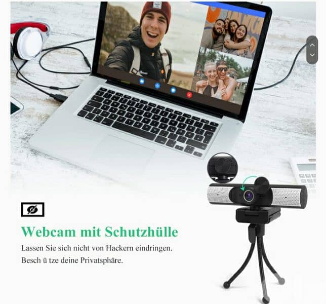 AIRCOVER 1080P Webcam with Stereo Mic, Speaker/4$ delivery 2