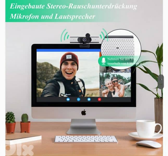 AIRCOVER 1080P Webcam with Stereo Mic, Speaker/4$ delivery 3
