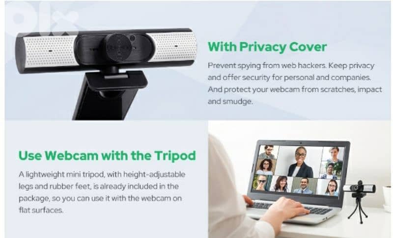AIRCOVER 1080P Webcam with Stereo Mic, Speaker/4$ delivery 7