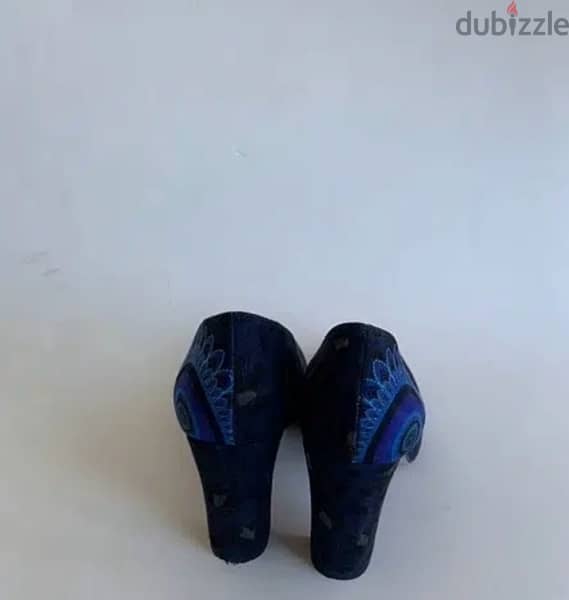 Desigual blue suede print leopard heels pumps 2