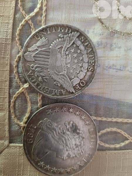 A silver old coin 7 dollars the gram 15