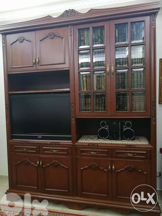 مكتبة و خزانة لغرفة الجلوس مع التلفزيون library 1