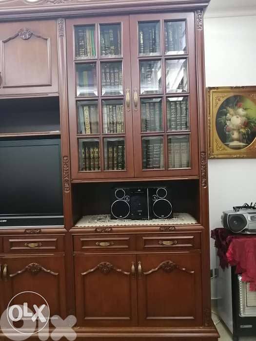 مكتبة و خزانة لغرفة الجلوس مع التلفزيون library 4