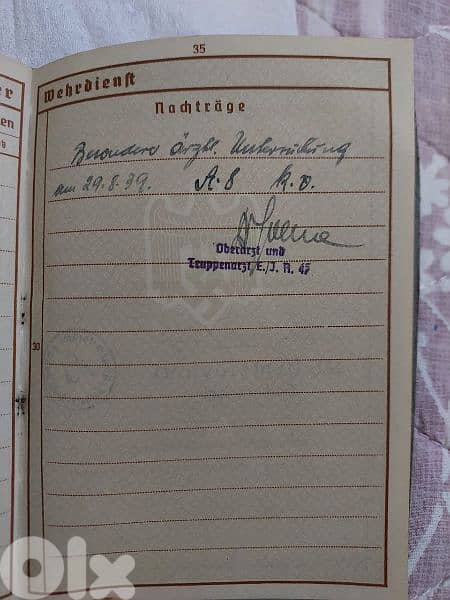 World War passport Nazi officer Hitler German 3rd Reich Army 5