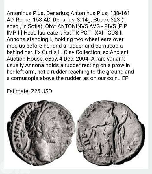 Antoninius Pius Silver Coin Denarius year 158 AD Rome mint 2