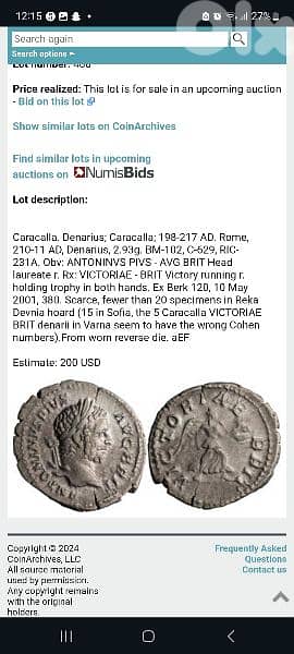 Caracalla Emperor Ancient Roman Silver Coin Rome mint year 210 AD 2