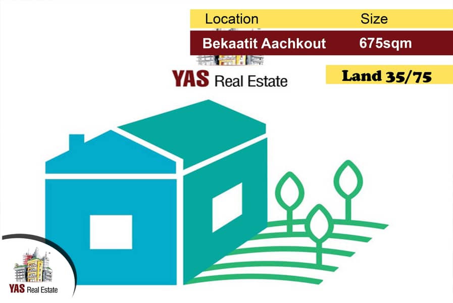 Bekaatit Aachkout 675m2 | 35/75 | Land | View | AC | 0