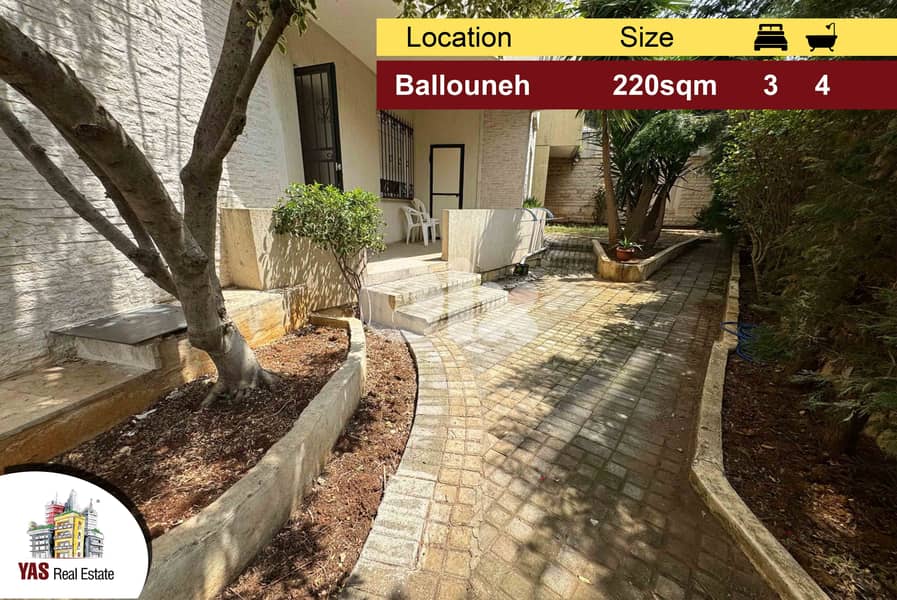 Ballouneh 220m2 | 80m2 Garden | Prime Location | Private Entrance | MY 0