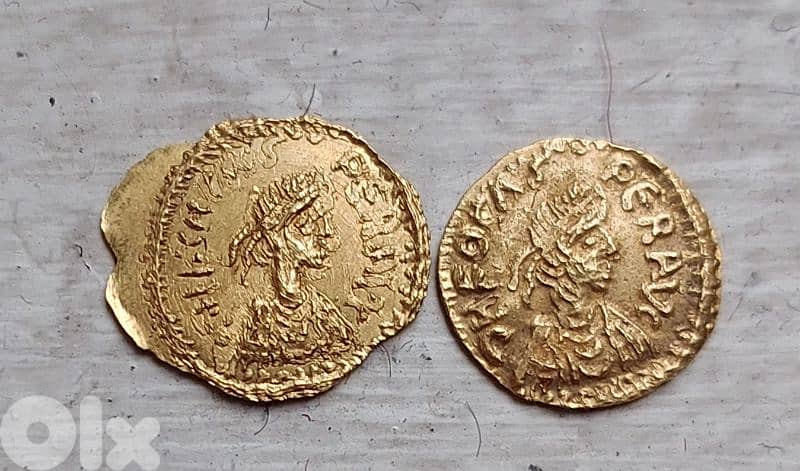 Set of Two Eastern Roman Gold Tremissis Emperor Focus 601 AD 1