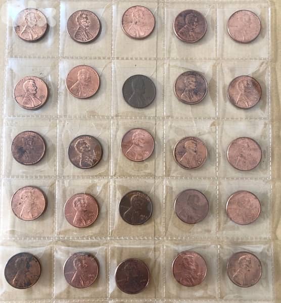 25 old coins one cent USA 0