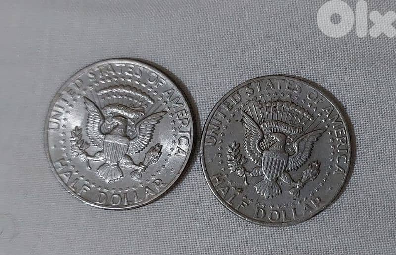 set of Two coins Half Dollars USA  Memorial Kennedy year 1971,1972 1
