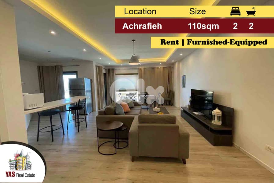 Achrafieh 110m2 | Rent | Furnished-Equipped | Super Luxurious | PA | 0