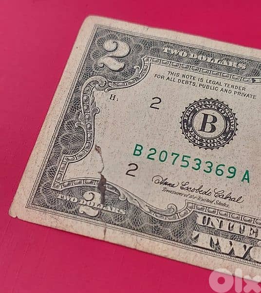 USA $2 bill 2003A old banknote 3