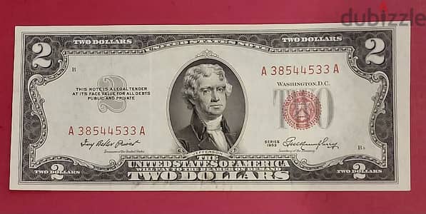 1953-S USA red seal $2 bill
