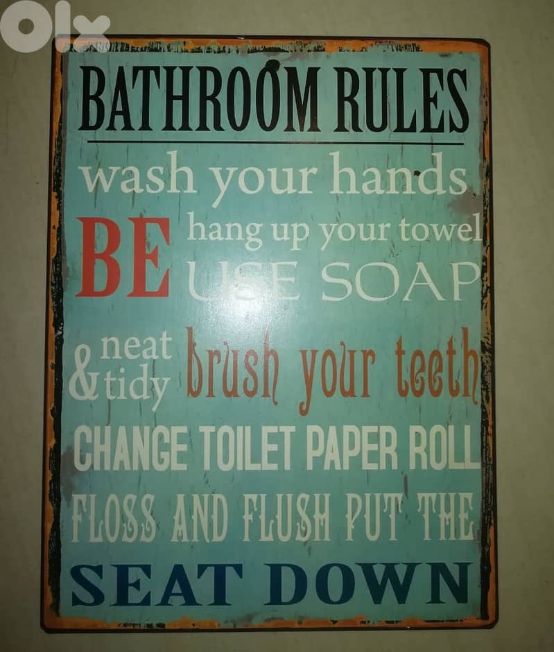 Bathroom rules tin plate 35*27 cm 0