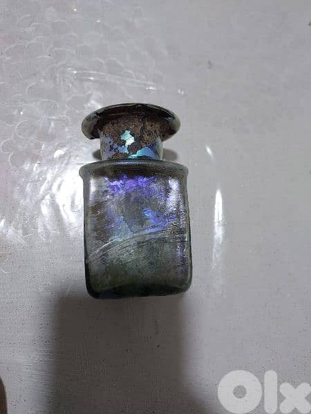 Ancient Roman Empire 3rd century deep cobalt  Blue glass Flask 15 cm 0