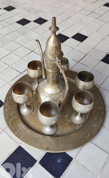 Antique 8 piece Brass Set finely tooled and etched. (Revised Price) 0