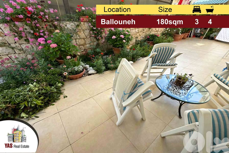 Ballouneh 180m2 | 140m2 terrace | Excellent Condition | Luxurious | MY 0