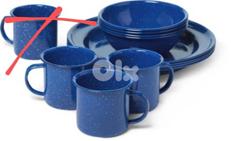 enamel coated steel camping set 0