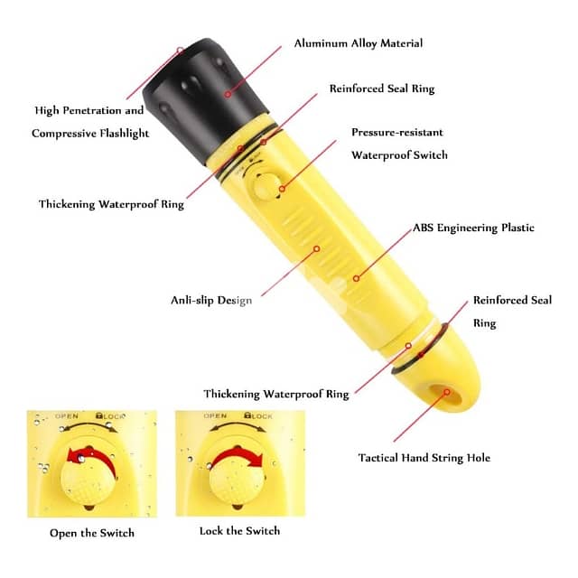 Yupard Professional Diving Flashlight, 2000 Lumen Torch, 80m 6