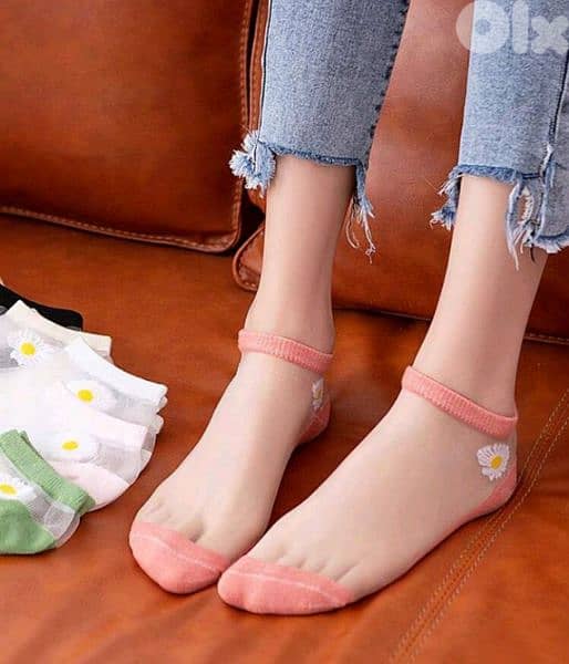 beautiful flower transparent women's socks 3
