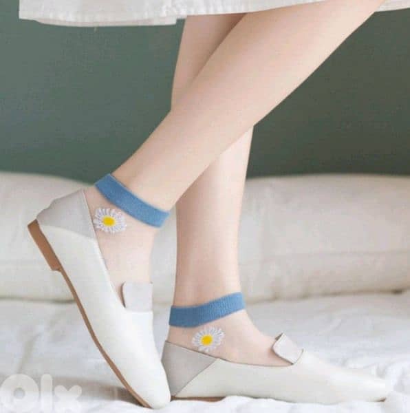 beautiful flower transparent women's socks 7