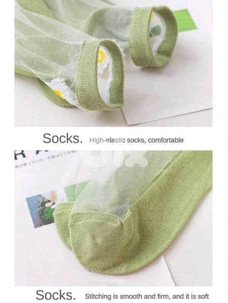 beautiful flower transparent women's socks 9