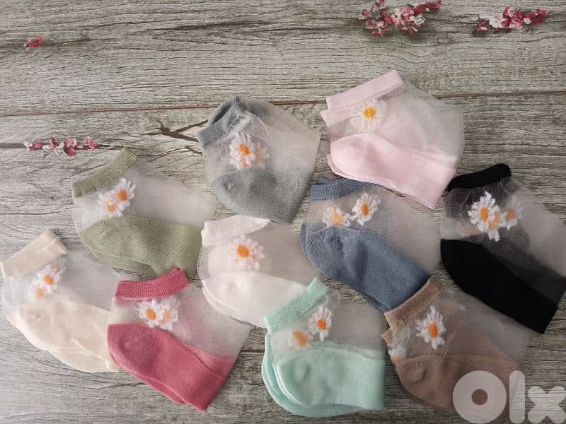 beautiful flower transparent women's socks 11