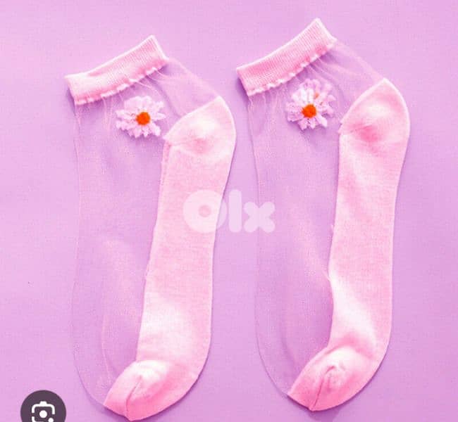 beautiful flower transparent women's socks 5