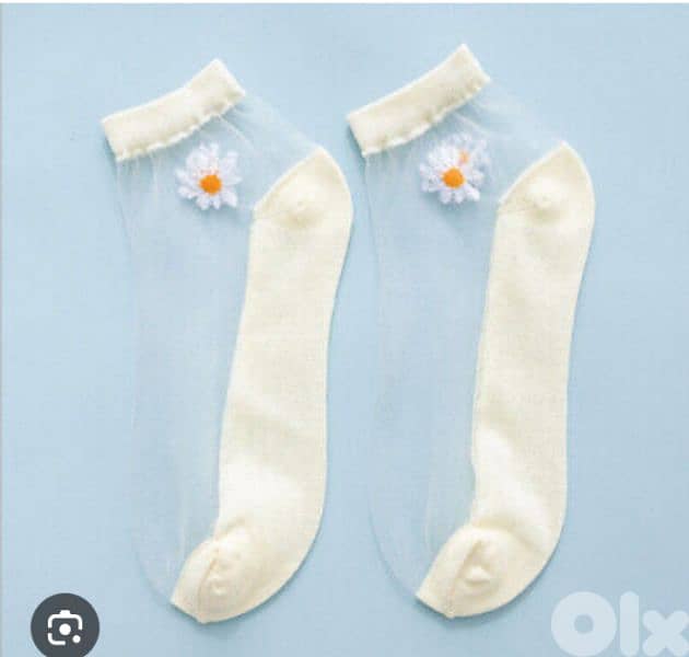 beautiful flower transparent women's socks 12