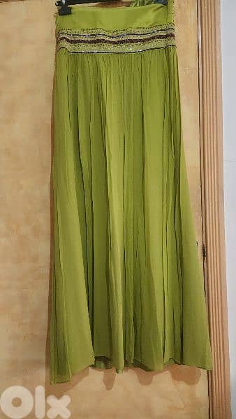 Monsoon lime green silk maxi evening dress size 42 (40) فستان سهرة 6