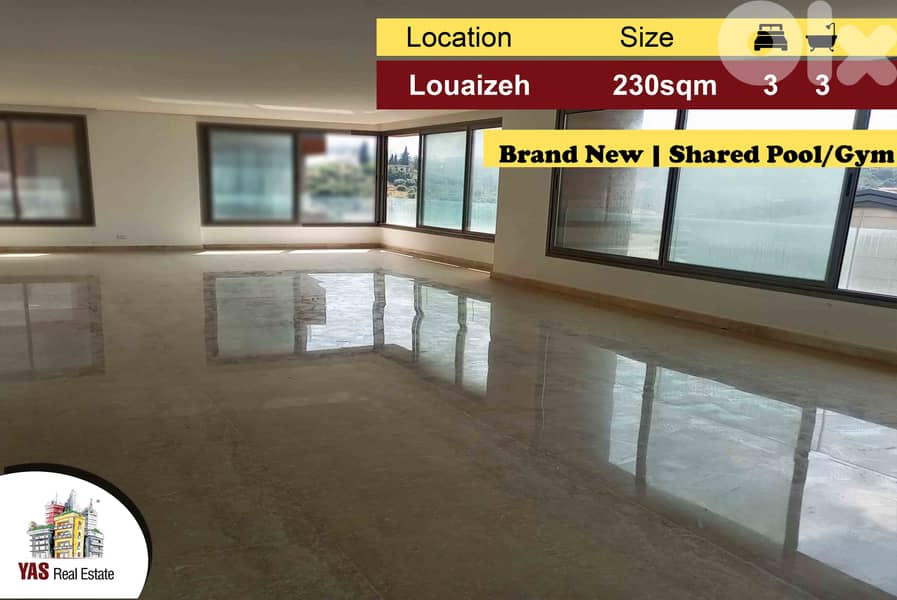 Louaizeh 230m2 | Brand New | Shared Pool/Gym | Prime Location | PA | 0