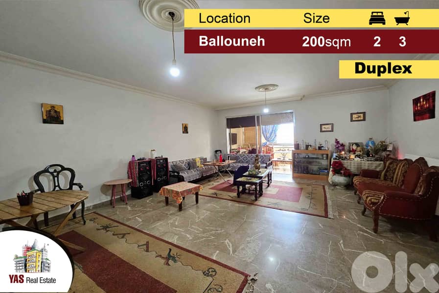 Ballouneh 200m2 | Duplex | Well Maintained | Private Entrance | TO| 0