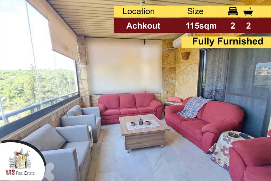 Achkout 115m2 | Fully Furnished | Quiet Street | Mountain View | DA | 0
