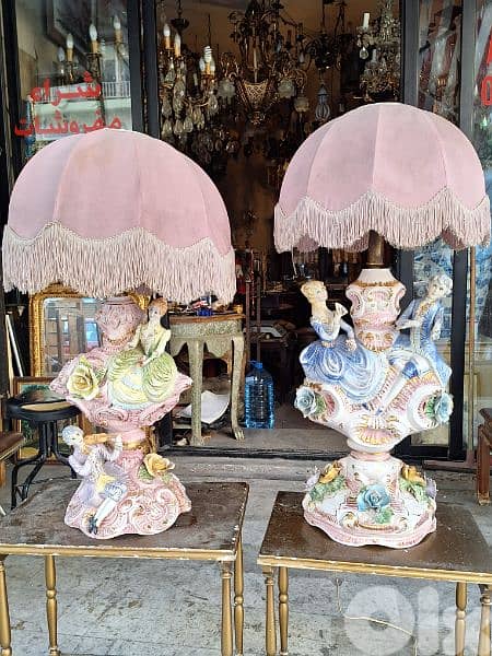 two pieces of lampadaire capodimonte Italy original 2