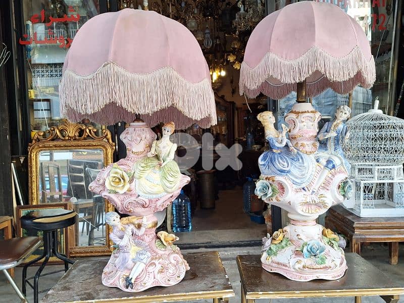 two pieces of lampadaire capodimonte Italy original 3