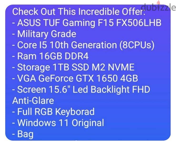 gaming laptop asus tuf military grade i5 10th 7