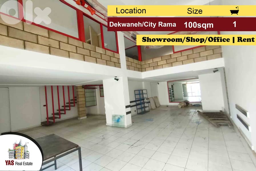 Dekwaneh/City rama 100m2 | Showroom for Rent | Two Floors | AA | 0