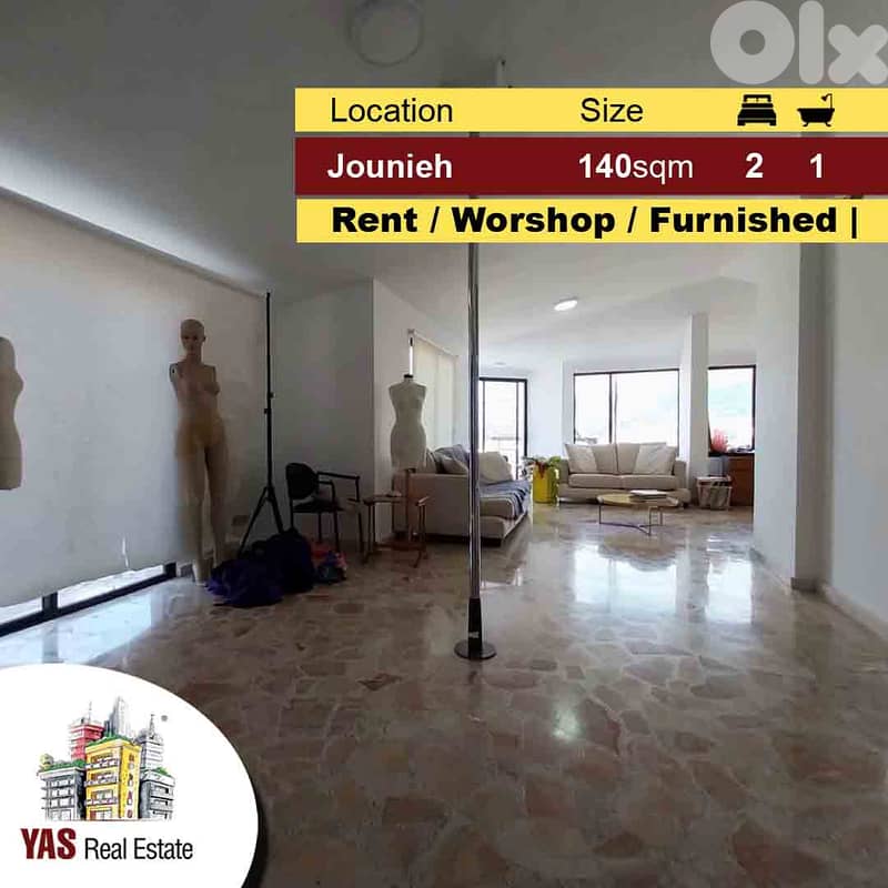 Jounieh 140m2 | 30m2 Terrace | Rent | Workshop space | Furnished | IV 0