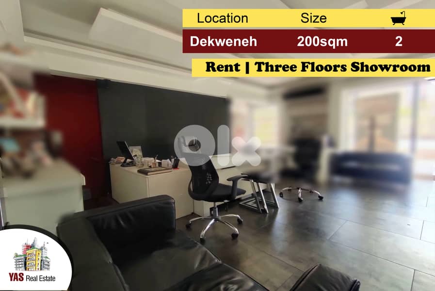 Dekweneh 200m2 | Showroom/Shop | Rent | Furnished | Three Floors | AA 0