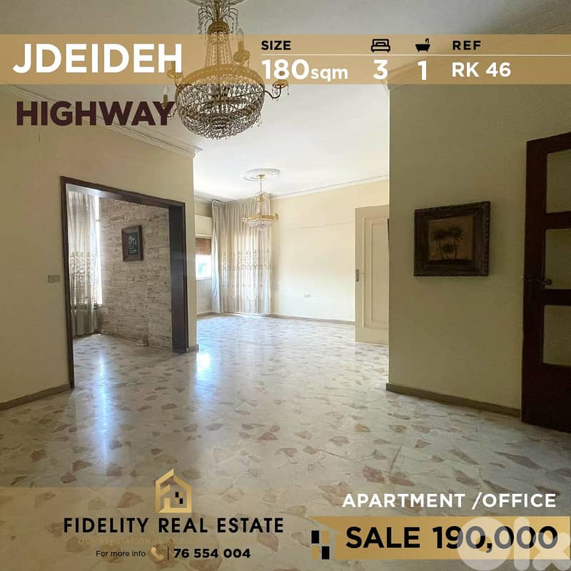Apartment or Office for sale in Jdeideh Highway RK46 0