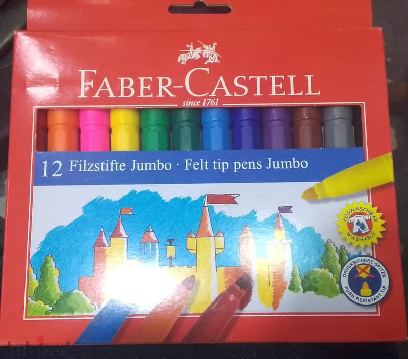 FABER CASTELL 12 FILZSTIFTE JUMBO-FELT TIP PENS JUMBO 0