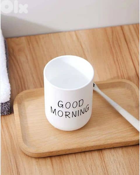 good morning teeth brushes holder cup 1