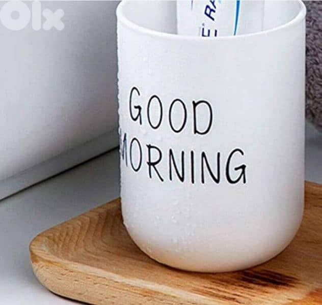 good morning teeth brushes holder cup 3