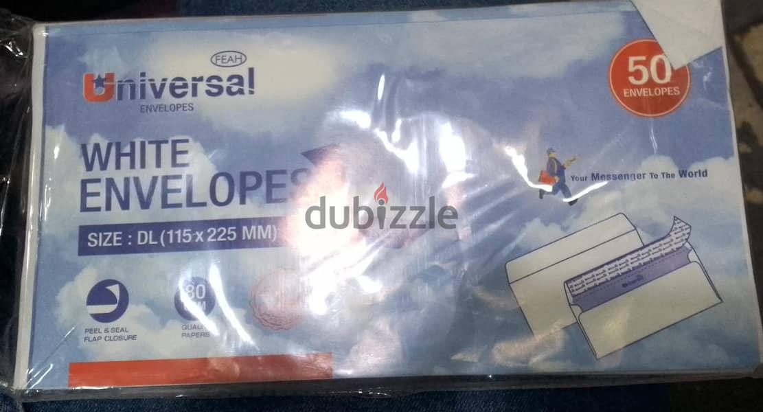 UNIVERSAL WHITE ENVELOPES 115X225 MM 50 ENVELOPES 0
