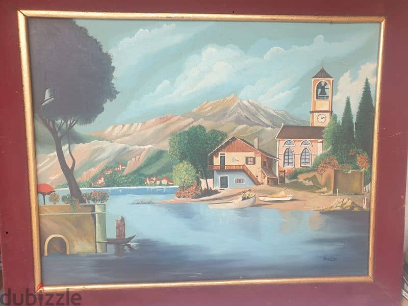 wonderful vintage huge painting oil on board 120×90cm,wonderful frame 2
