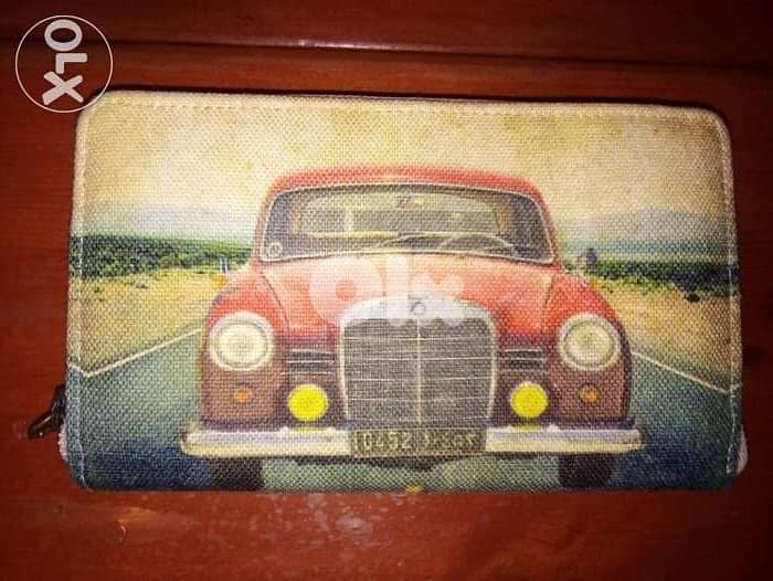 vintage ladies handbag red old mercedes 10452 plate num never used 1