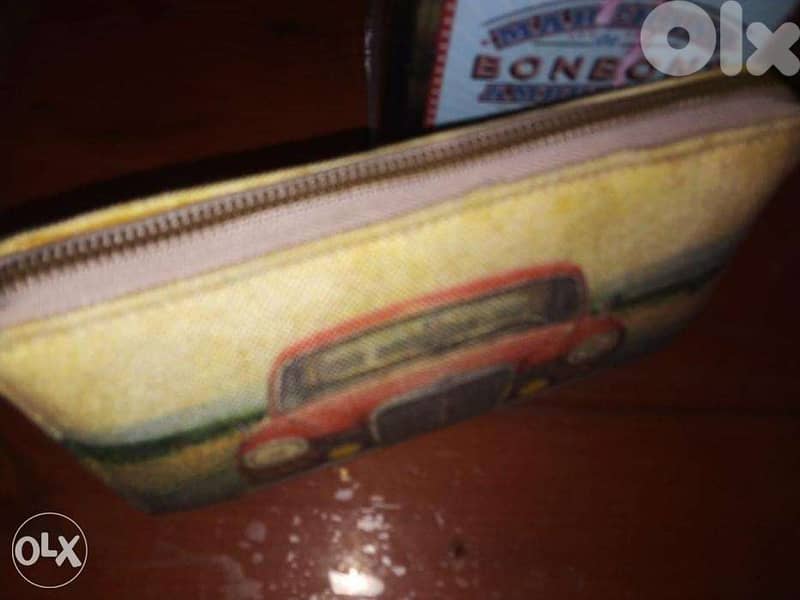 vintage ladies handbag red old mercedes 10452 plate num never used 3